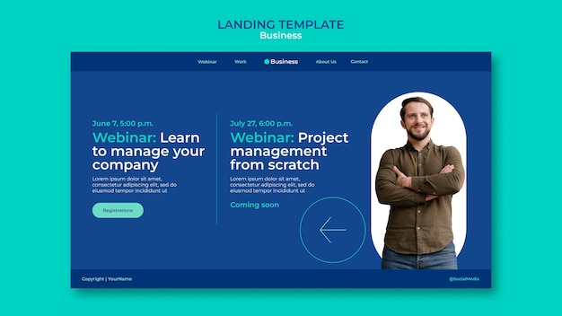 Free PSD business strategy landing page template