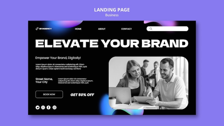 Free PSD business strategy landing page template