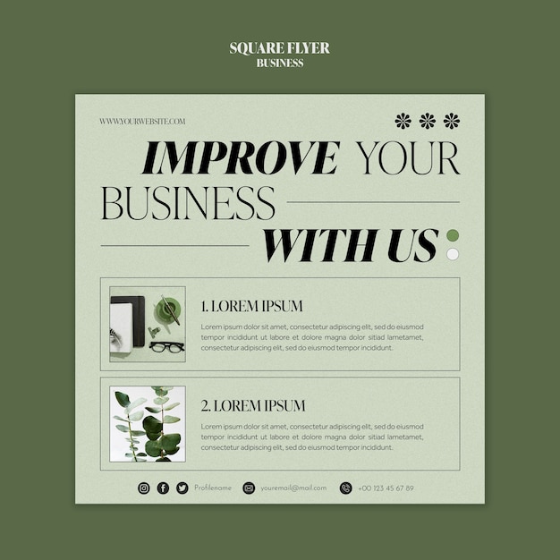 Business strategy square flyer template