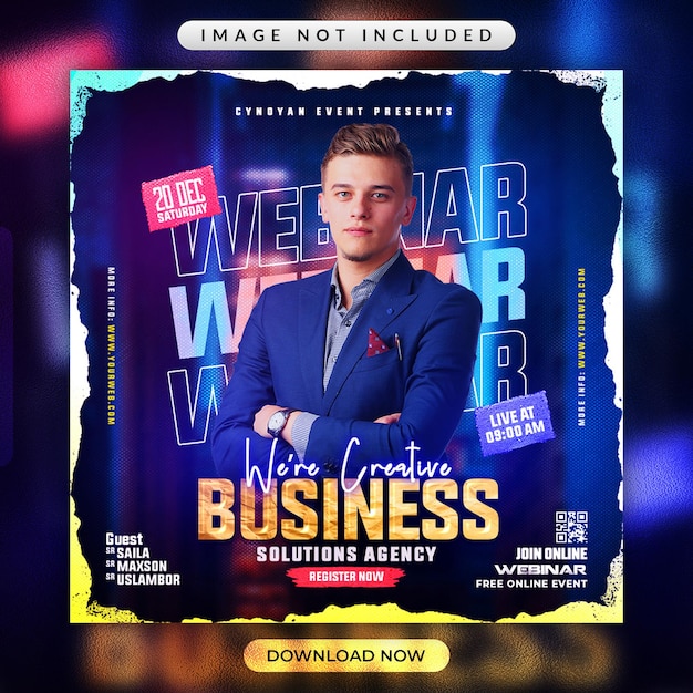 Business webinar flyer or social media banner template