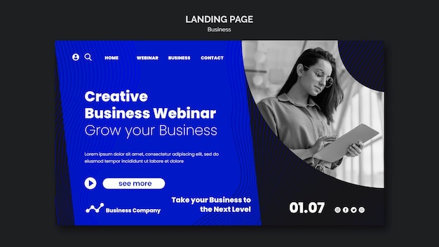 Business webinar landing page template