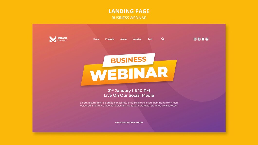 Free PSD | Business webinar landing page template