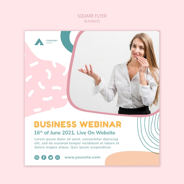 Business webinar squared flyer