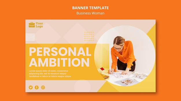 Free PSD business woman concept banner template