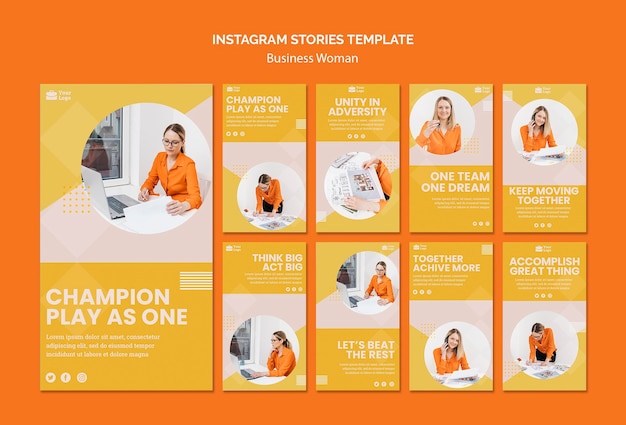 Business woman concept instagram stories template