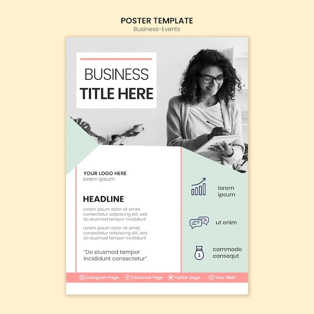 Free PSD business woman poster template