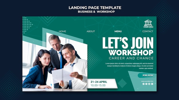 Free PSD business & workshop landing page design