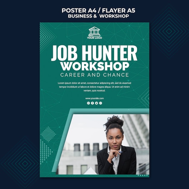 PSD gratuito tema poster di affari e workshop