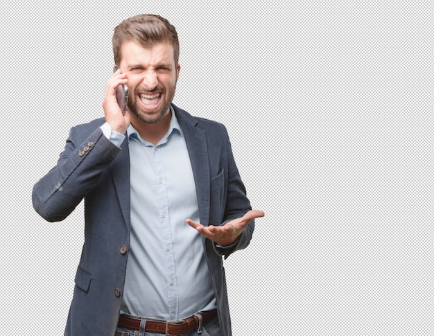 Businessman making phone call