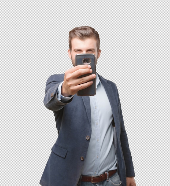 Businessman taking selfie