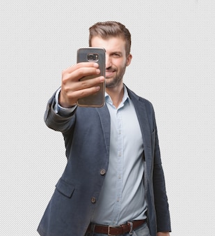 Businessman taking selfie