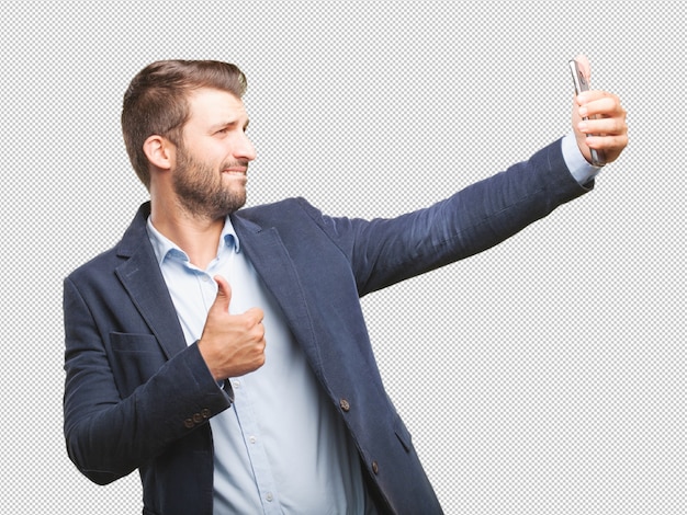 Businessman taking selfie