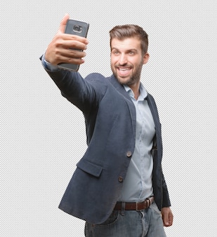 Businessman taking selfie