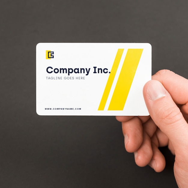 Businessman with business card mockup