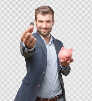 Businessman with piggybank