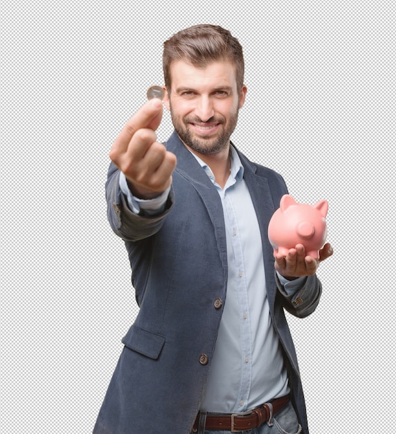 Businessman with piggybank