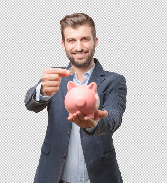 Businessman with piggybank