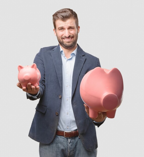 Businessman with piggybank