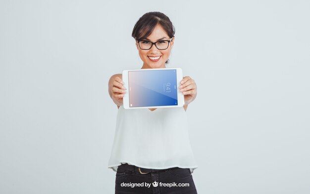 businesswoman and tablet