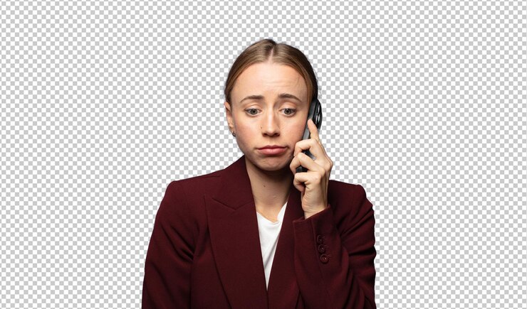 Free PSD businesswoman using a smart phone