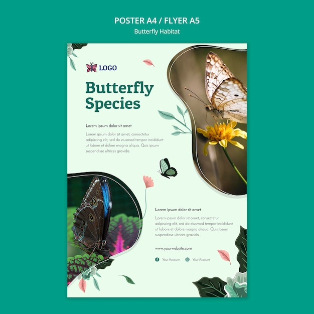 Butterfly habitat concept flyer template