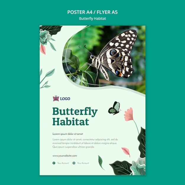 나비 서식지 개념 포스터 템플릿