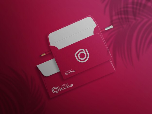 C4 and dl envelope red logo mockup psd