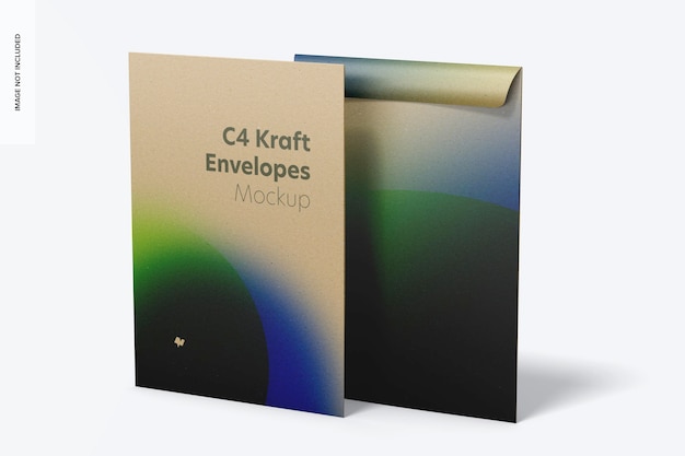 Download Free PSD | C4 kraft envelopes mockup, front view