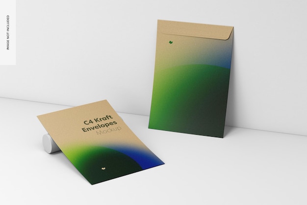 C4 kraft envelopes mockup