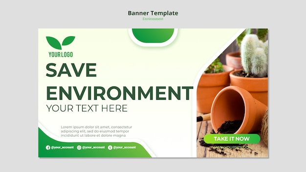 Free PSD cacti in pots banner template