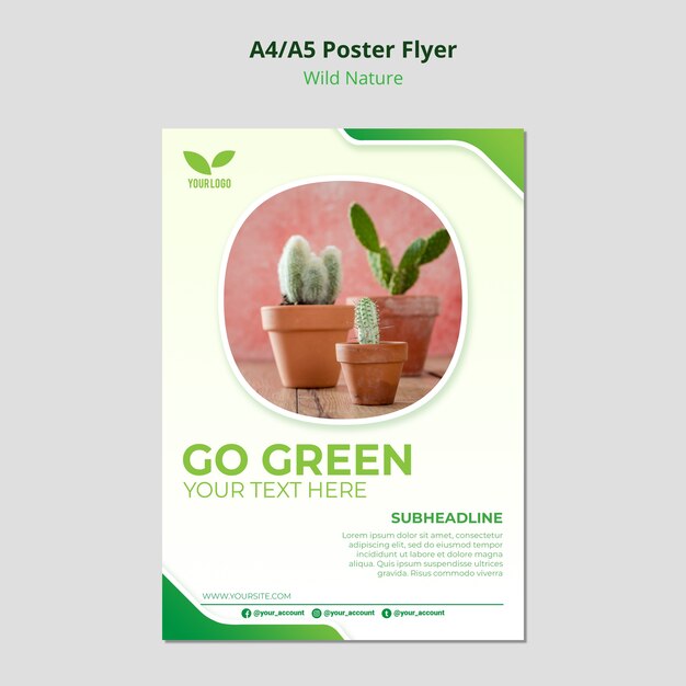 Cacti in pots environmental flyer template