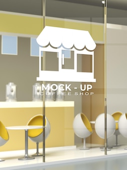 Cafe glass door mockup