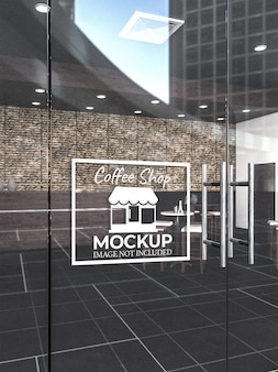 Cafe glass door mockup