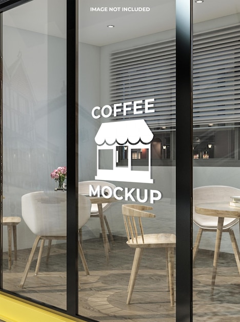 Cafe glass door mockup