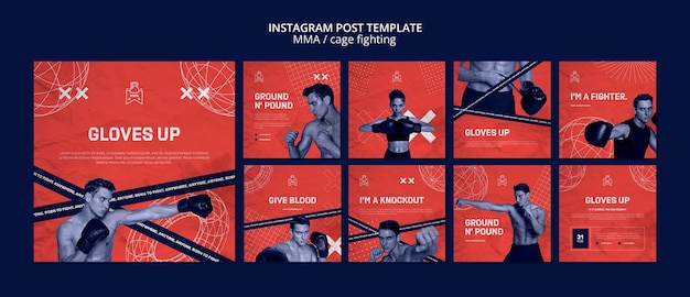 Free PSD cage fighting mma template design