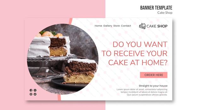 Free PSD cake shop concept banner template