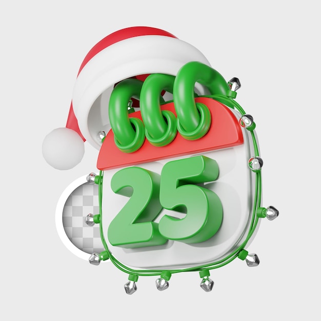 Free PSD calendar announcing christmas 3d illustration