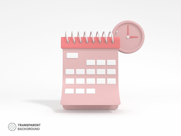 Calendar icon isolated 3d render illustration