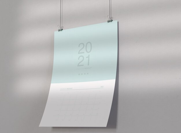 Calendar Mockup Hanging on Wall