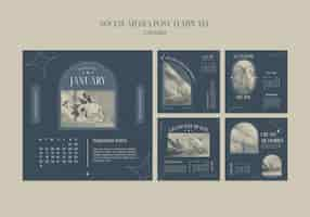 Free PSD calendars instagram post design template