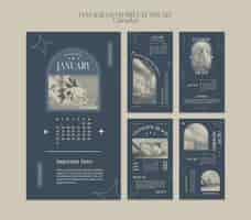 Бесплатный PSD Календари instagram рассказы дизайн шаблона
