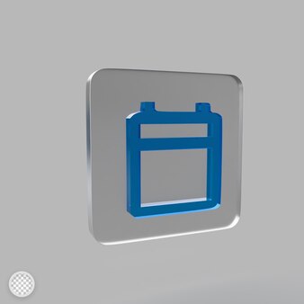 Calender today icon with glass effect 3d render illustration