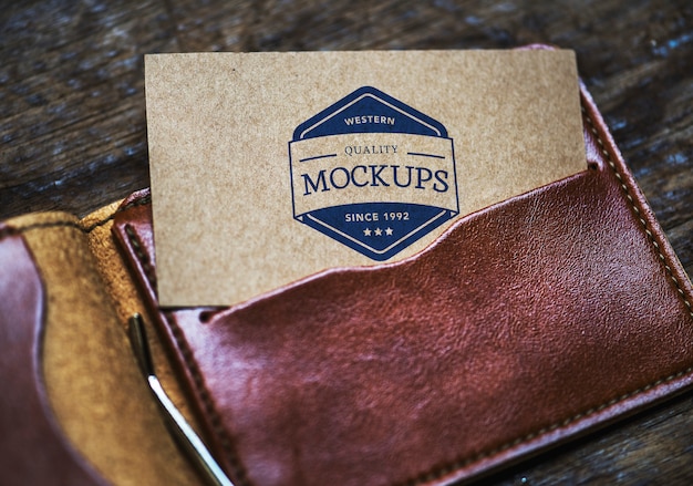 Calling card mockup in a wallet