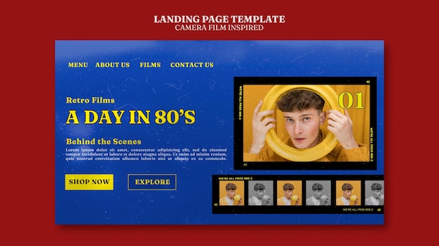 Free PSD camera film inspired landing page