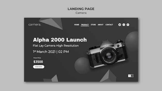 Free PSD camera landing page