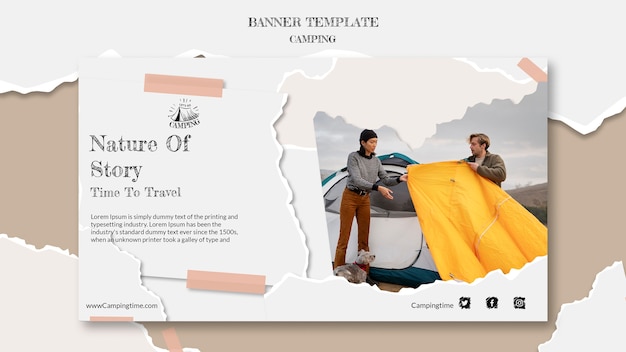 Camping Banner Template Design – Free PSD Download