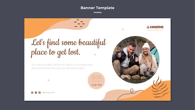 PSD gratuito design del modello di banner da campeggio