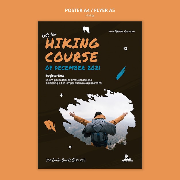 Free PSD camping and hiking template poster