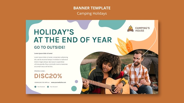 Camping holidays ad banner template