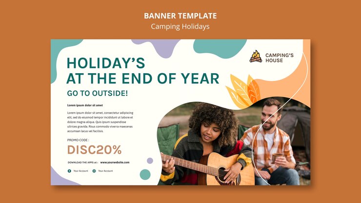 Free PSD camping holidays ad banner template